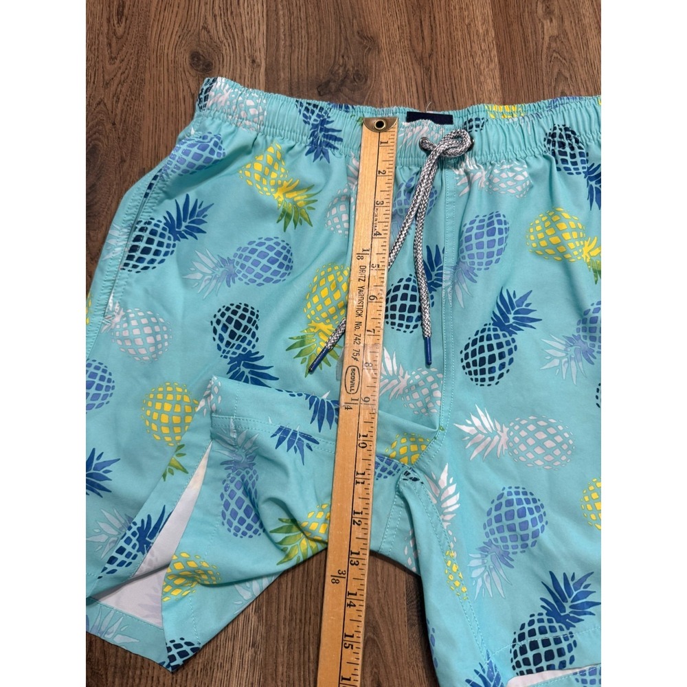 Rainforest Shorts Mens Medium Swim Trunks Blue Green Yellow Tie Waist Pineapples - Picture 12 of 14